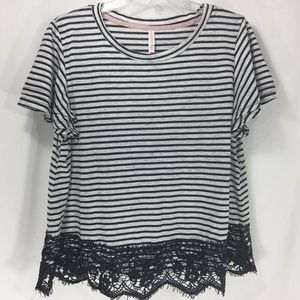 Xhileration Heather Gray Navy Stripe Lace NWOT